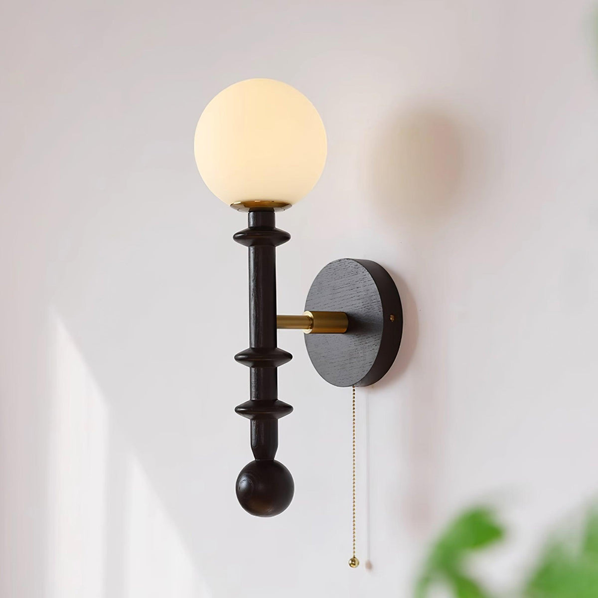 Wood And Glass Globe Wall Light With Damp Rated And E26 E27 Socket