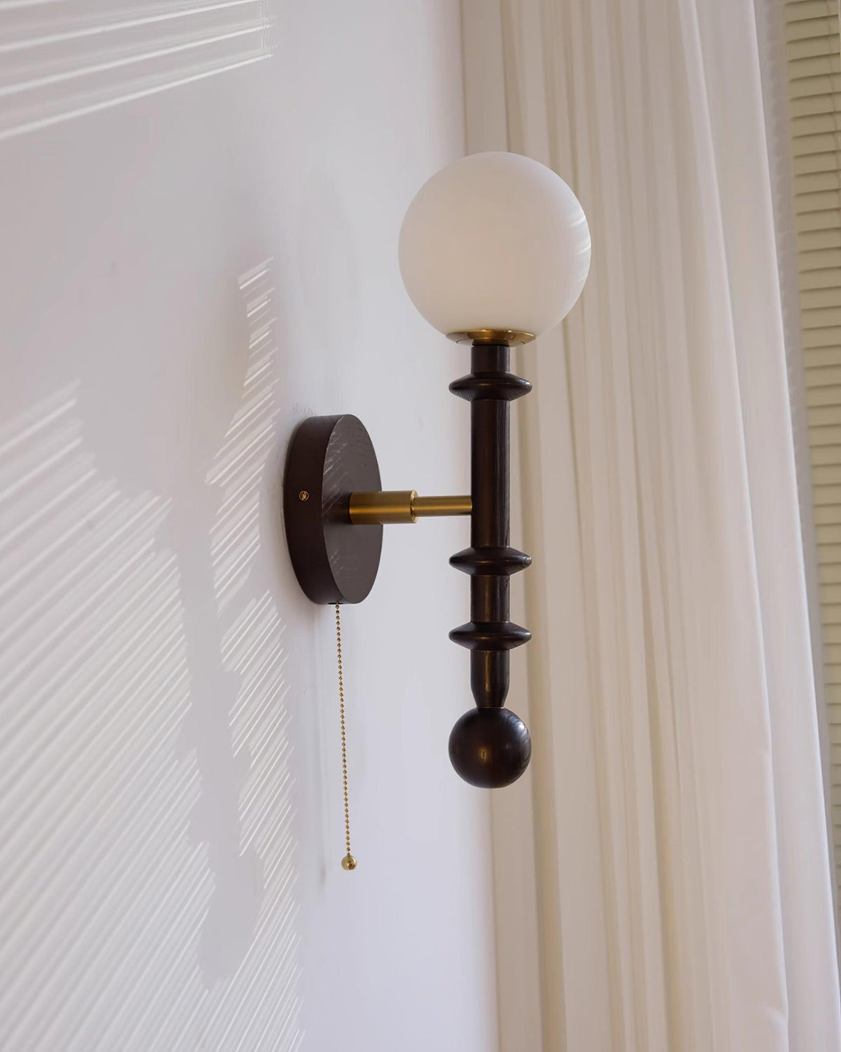 Wood And Glass Globe Wall Light With Damp Rated And E26 E27 Socket