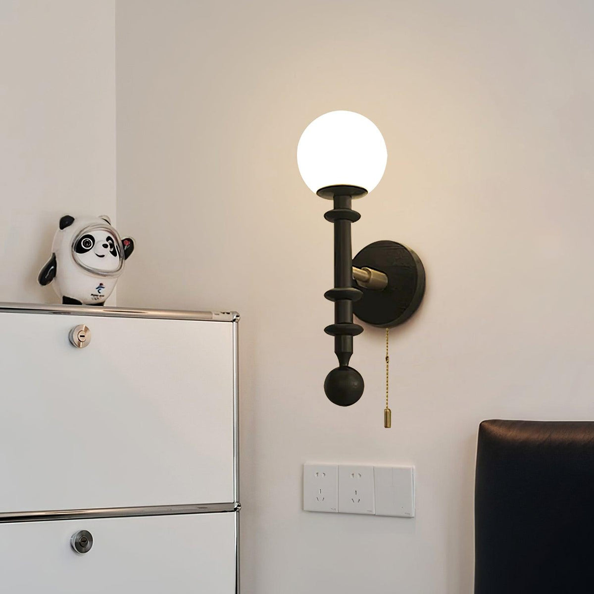 Wood And Glass Globe Wall Light With Damp Rated And E26 E27 Socket