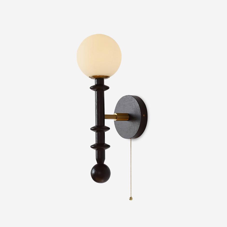 Wood And Glass Globe Wall Light With Damp Rated And E26 E27 Socket