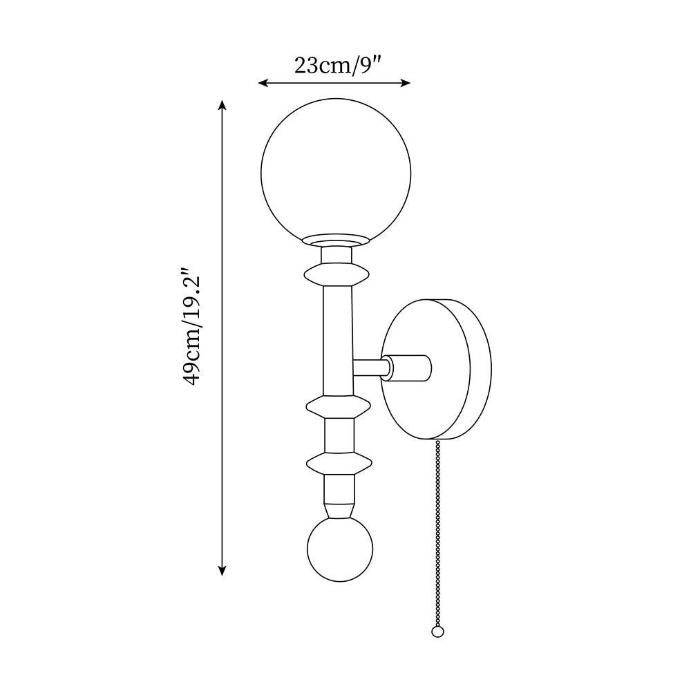 Wood And Glass Globe Wall Light With Damp Rated And E26 E27 Socket
