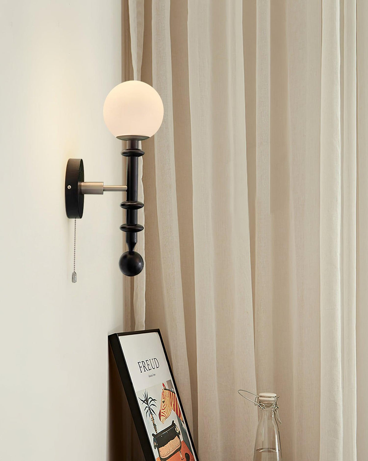 Wood And Glass Globe Wall Light With Damp Rated And E26 E27 Socket