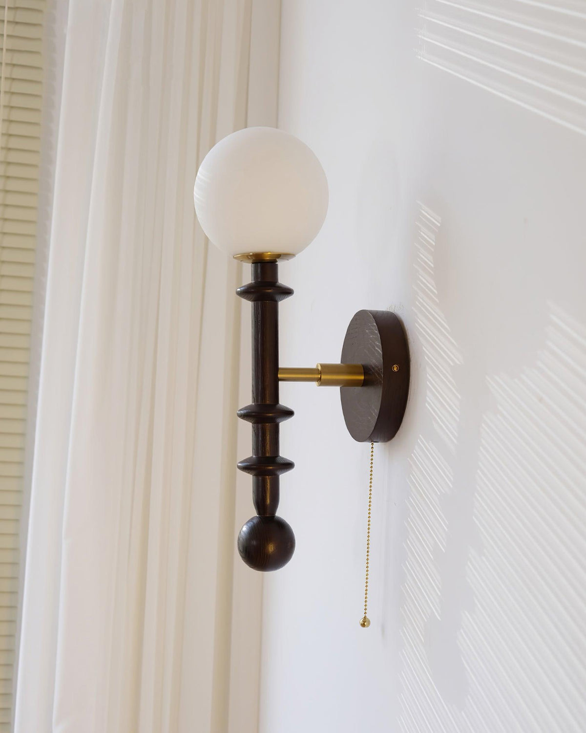 Wood And Glass Globe Wall Light With Damp Rated And E26 E27 Socket