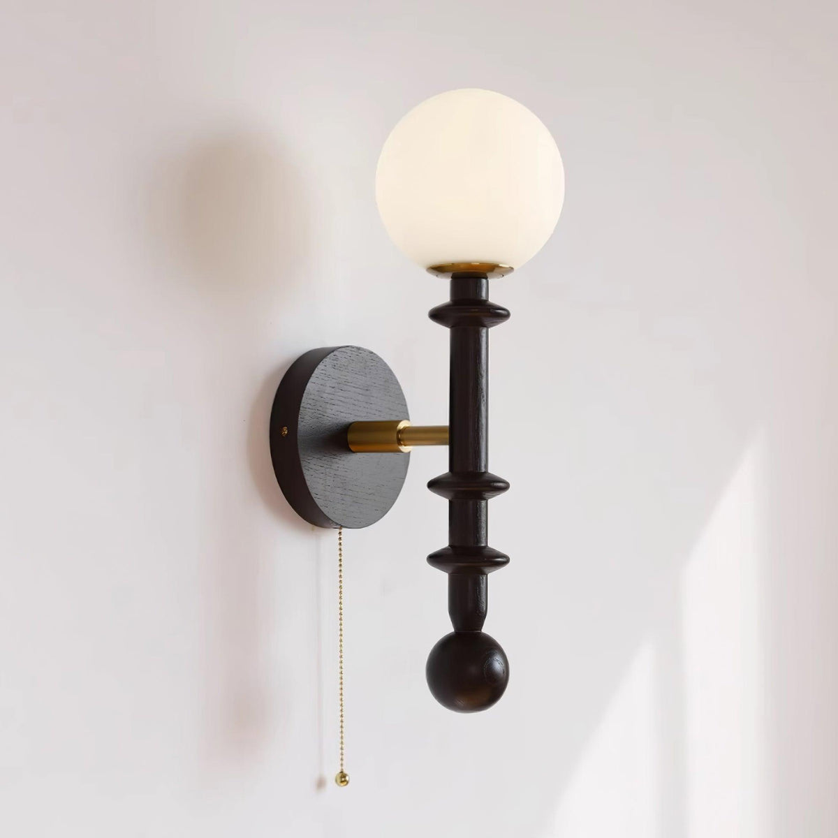 Wood And Glass Globe Wall Light With Damp Rated And E26 E27 Socket