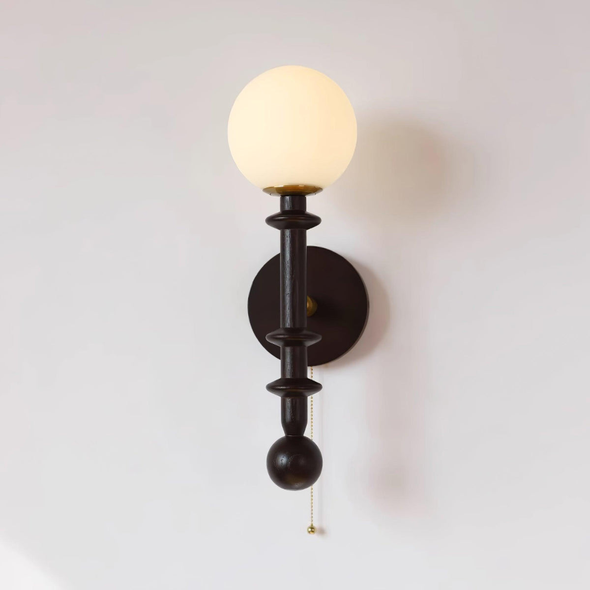 Wood And Glass Globe Wall Light With Damp Rated And E26 E27 Socket