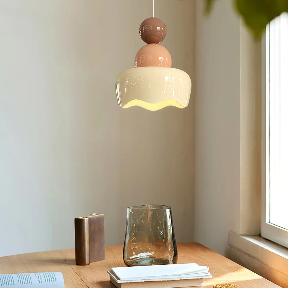 Bedroom Ambience Pendant Light in Cream Resin LED