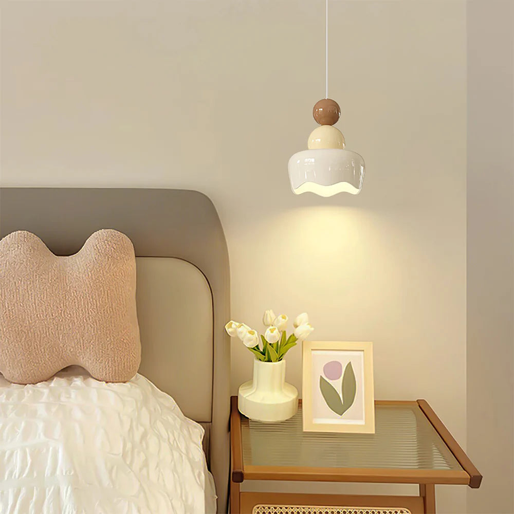 Bedroom Ambience Pendant Light in Cream Resin LED