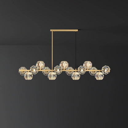 Crystal Globes With Brass Linear LED Pendant Light