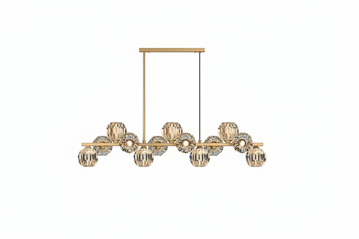 Crystal Globes With Brass Linear LED Pendant Light