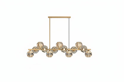 Crystal Globes With Brass Linear LED Pendant Light