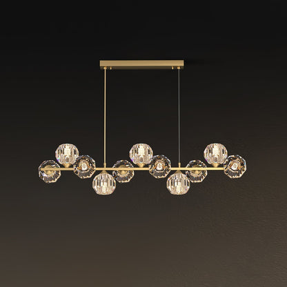 Crystal Globes With Brass Linear LED Pendant Light