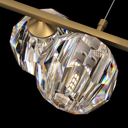 Crystal Globes With Brass Linear LED Pendant Light