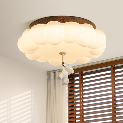 Nursery Flush Mount Warm Glow Cloud Bear Ceiling Light