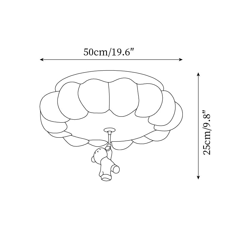 Nursery Flush Mount Warm Glow Cloud Bear Ceiling Light
