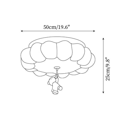 Nursery Flush Mount Warm Glow Cloud Bear Ceiling Light