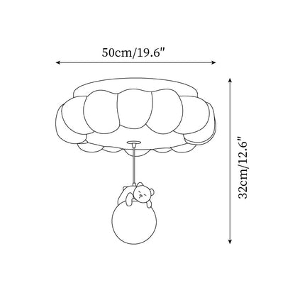 Nursery Flush Mount Warm Glow Cloud Bear Ceiling Light