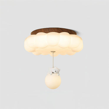 Nursery Flush Mount Warm Glow Cloud Bear Ceiling Light
