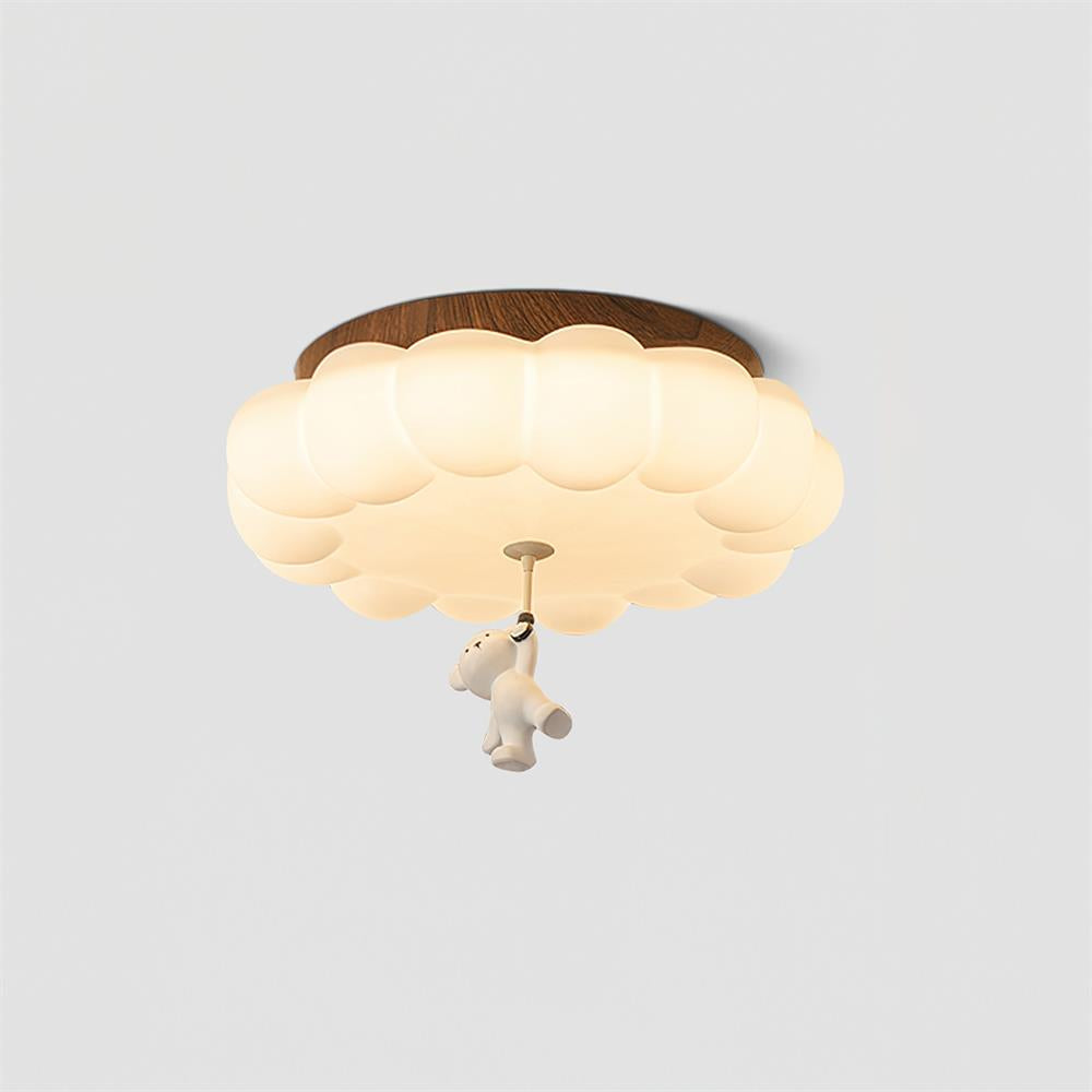 Nursery Flush Mount Warm Glow Cloud Bear Ceiling Light