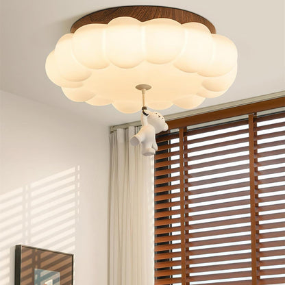 Nursery Flush Mount Warm Glow Cloud Bear Ceiling Light