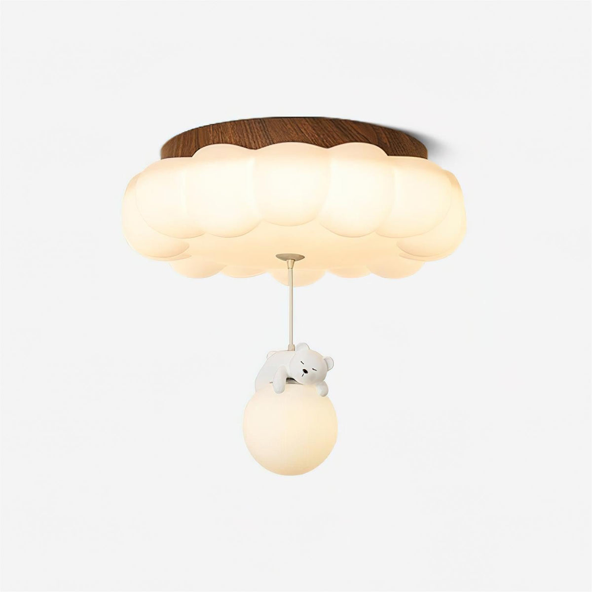 Nursery Flush Mount Warm Glow Cloud Bear Ceiling Light