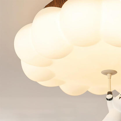 Nursery Flush Mount Warm Glow Cloud Bear Ceiling Light
