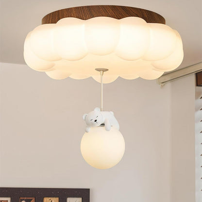 Nursery Flush Mount Warm Glow Cloud Bear Ceiling Light