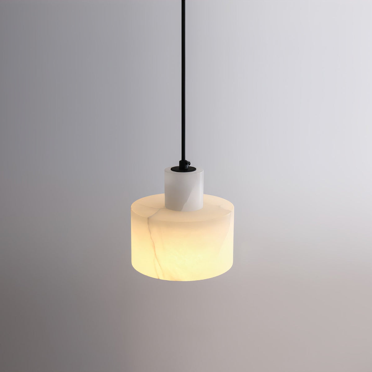 Warm Glow Alabaster Dual Cylindrical Pendant Light