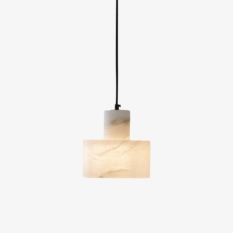 Warm Glow Alabaster Dual Cylindrical Pendant Light