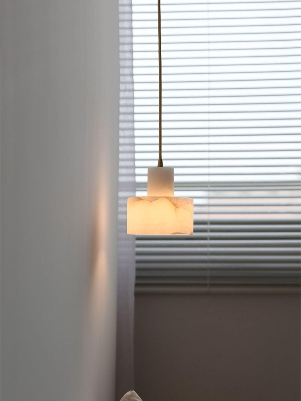 Warm Glow Alabaster Dual Cylindrical Pendant Light