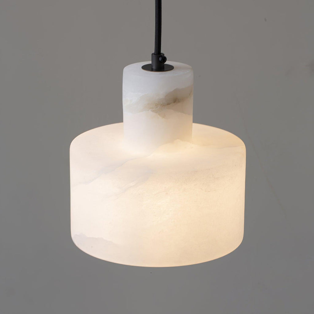 Warm Glow Alabaster Dual Cylindrical Pendant Light