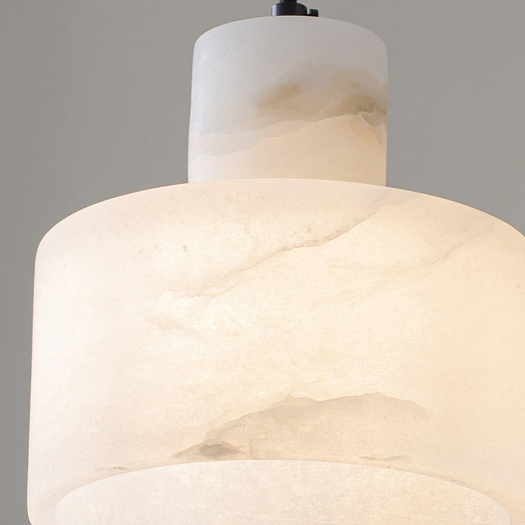 Warm Glow Alabaster Dual Cylindrical Pendant Light