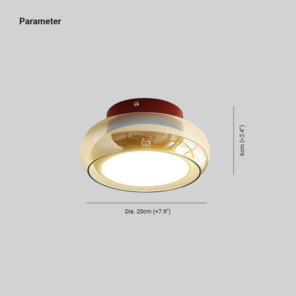 Ceiling Mount Flush Light Glass Cognac Lux With Band Red Cherry