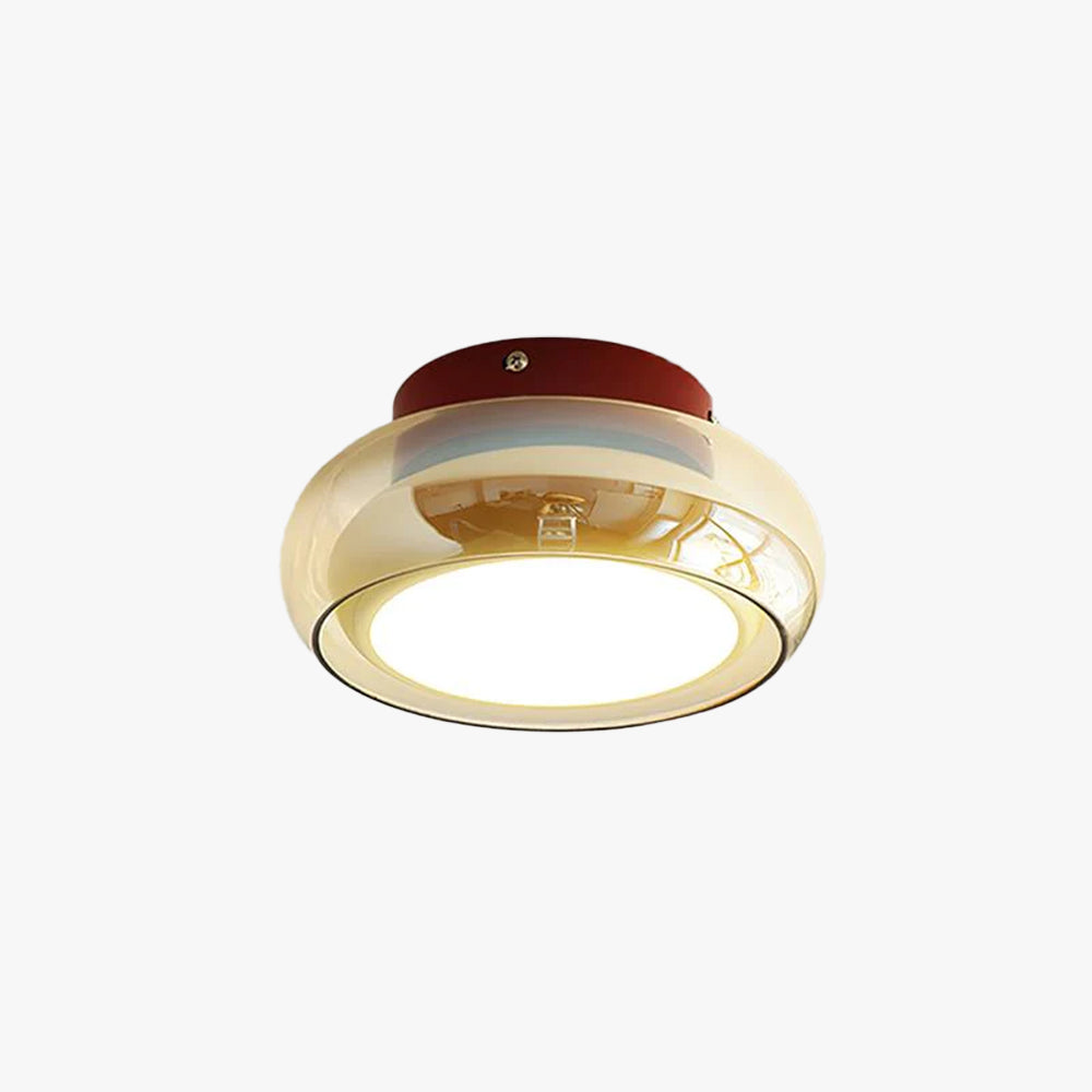 Ceiling Mount Flush Light Glass Cognac Lux With Band Red Cherry