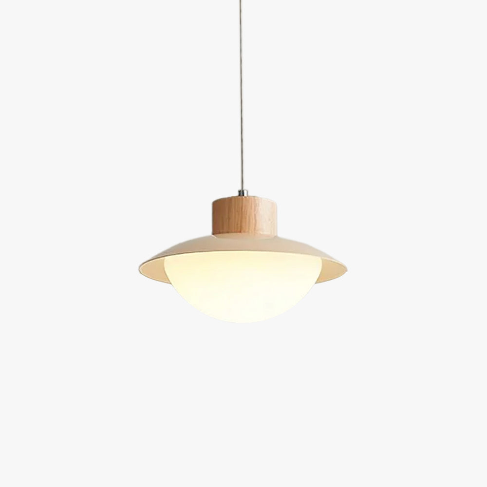 Soft Glow Natural Wood Milk Pendant Light