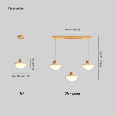 Soft Glow Natural Wood Milk Pendant Light
