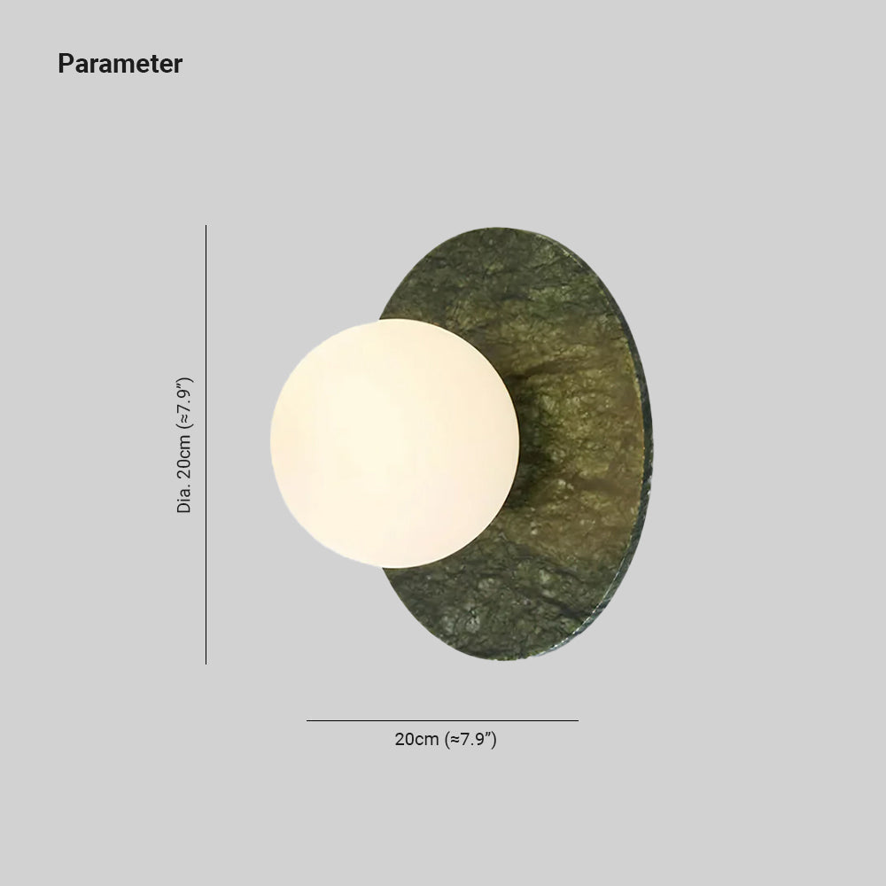 Frosted Glass Wall Light With Green Marble Globe