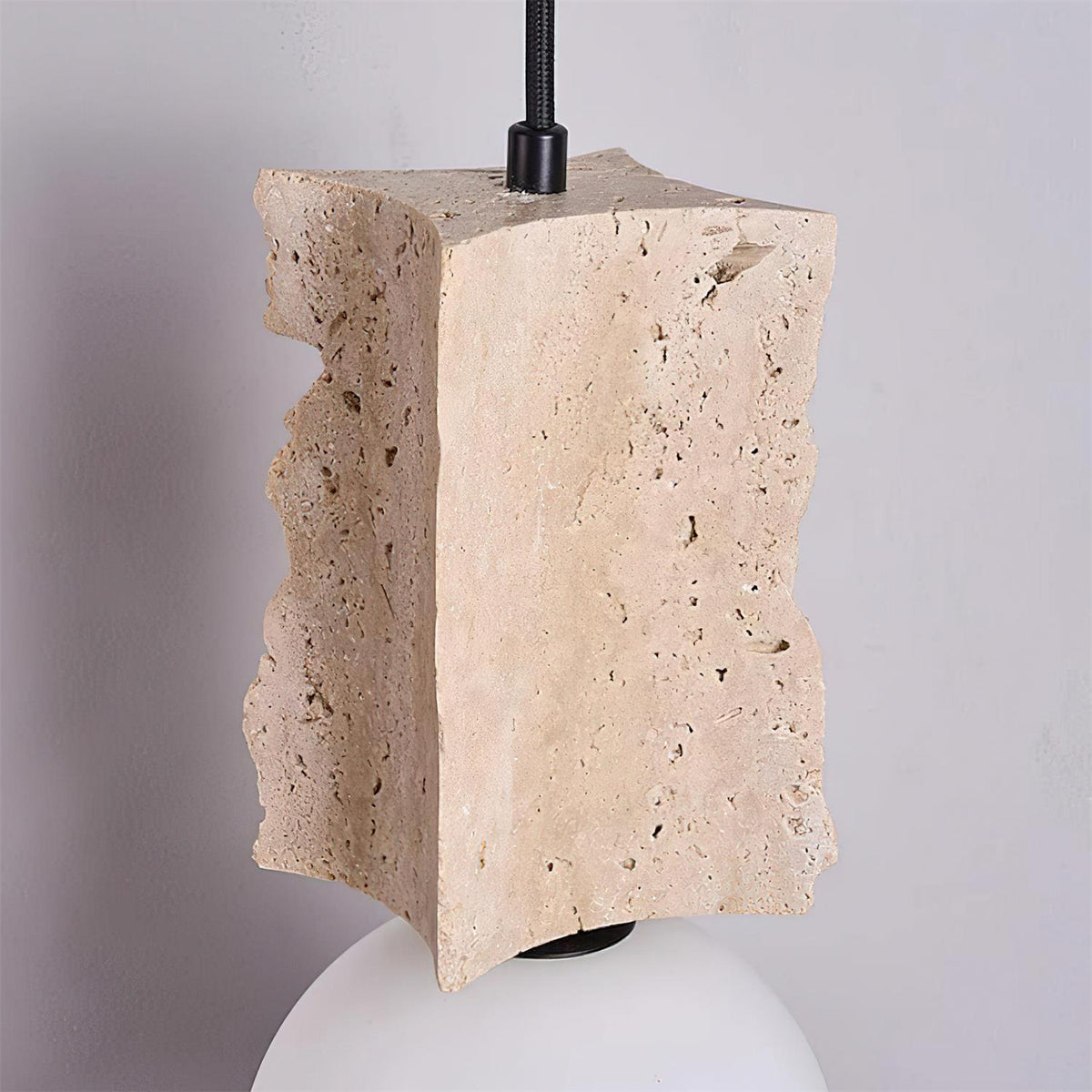Soft Subtle Glow Globe Organic Travertine Pendant Light