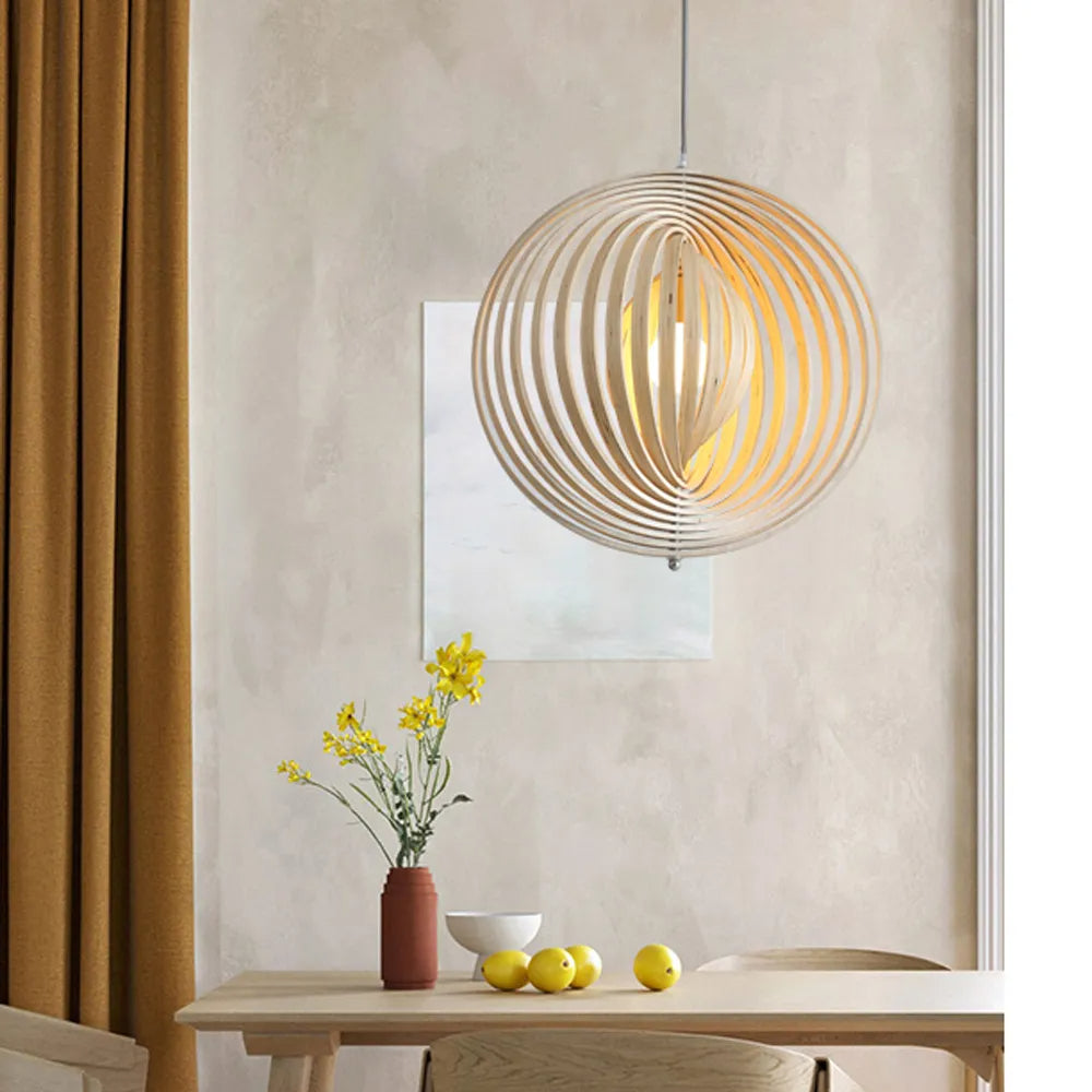 Wood and Metal Finish Japanese LED Pendant Light