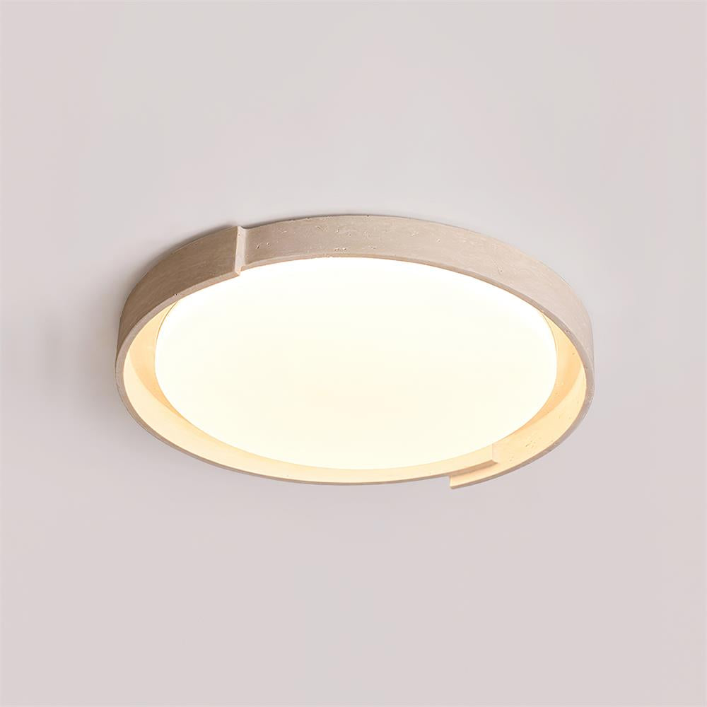Integrated LED Round Beige Ceiling Light With Travertine