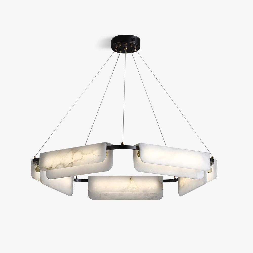 Subtle Warm Glow Brass Alabaster Pendant Light