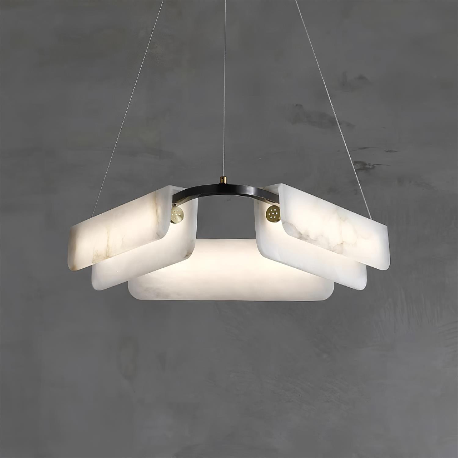 Subtle Warm Glow Brass Alabaster Pendant Light