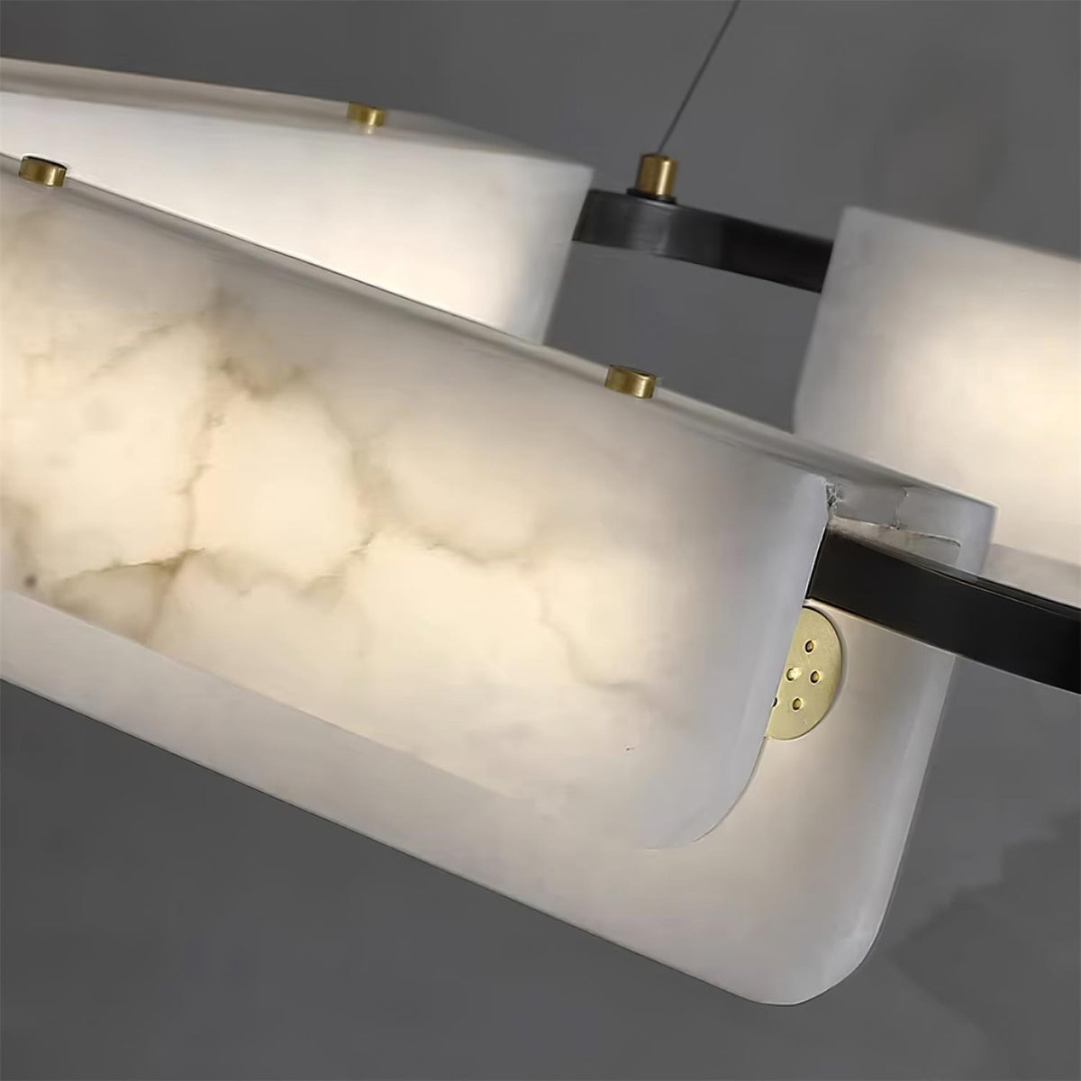 Subtle Warm Glow Brass Alabaster Pendant Light