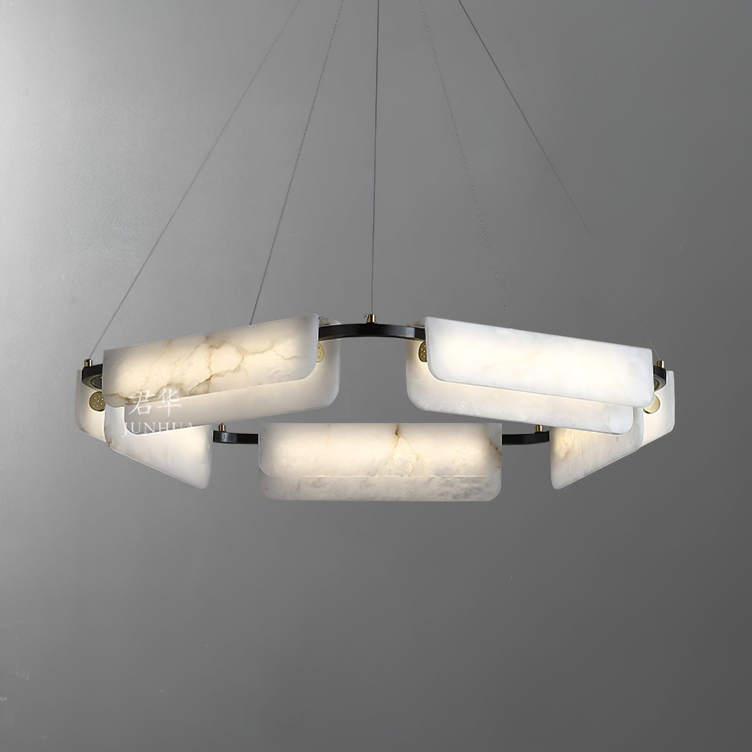 Subtle Warm Glow Brass Alabaster Pendant Light