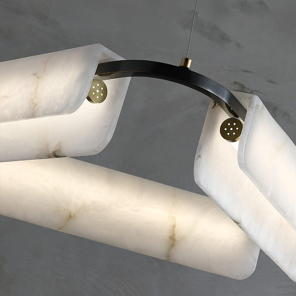 Subtle Warm Glow Brass Alabaster Pendant Light