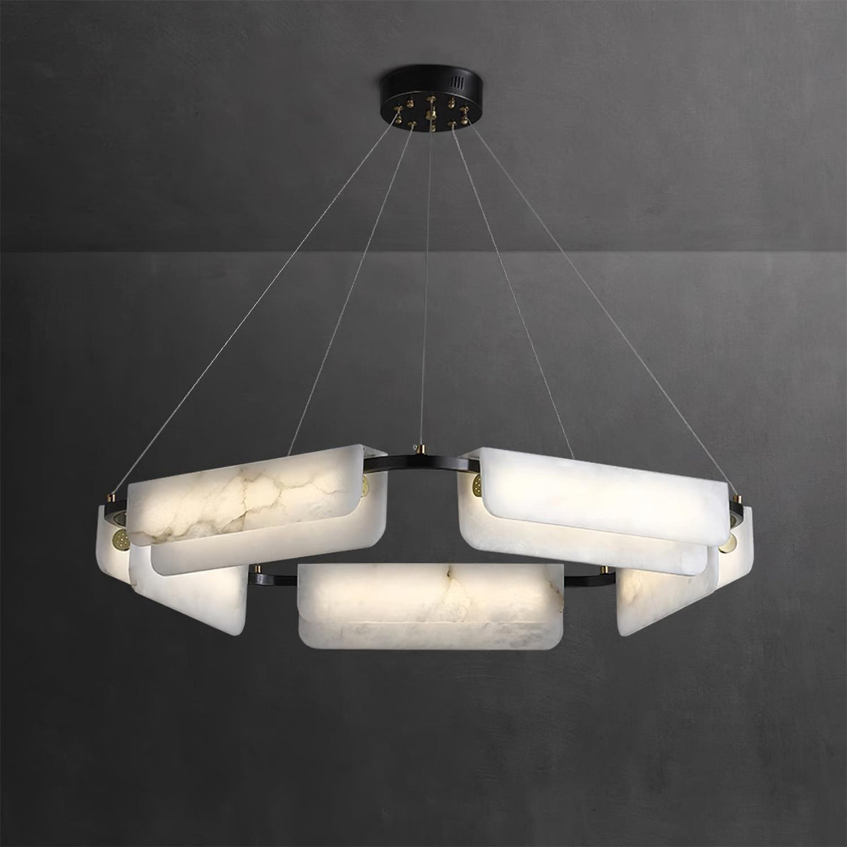 Subtle Warm Glow Brass Alabaster Pendant Light