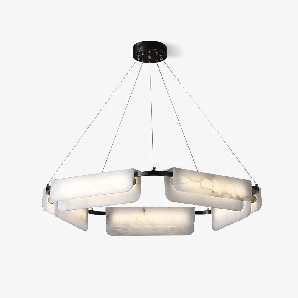 Subtle Warm Glow Brass Alabaster Pendant Light