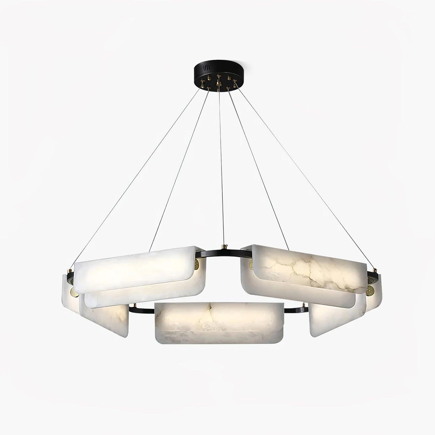 Subtle Warm Glow Brass Alabaster Pendant Light