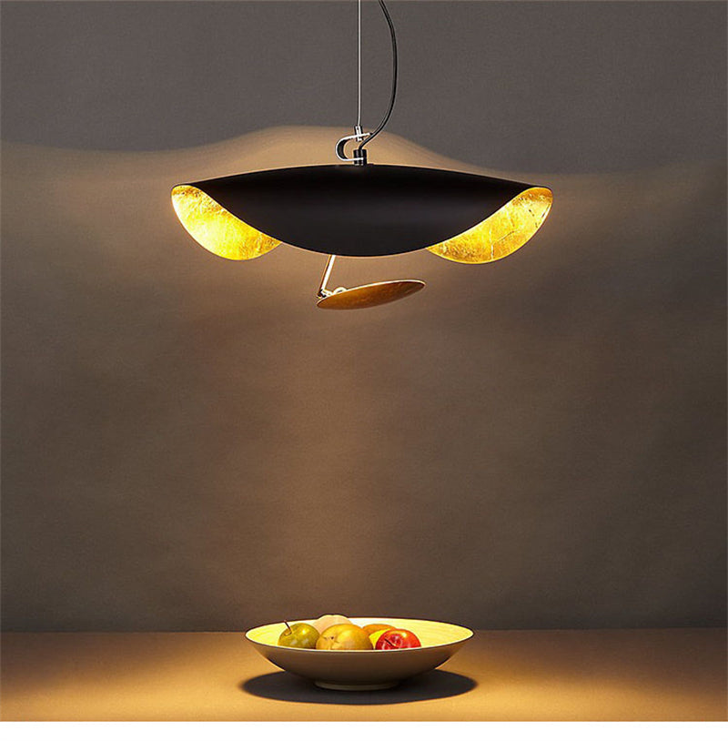 Warm Glow Pendant Light With Gold Foil