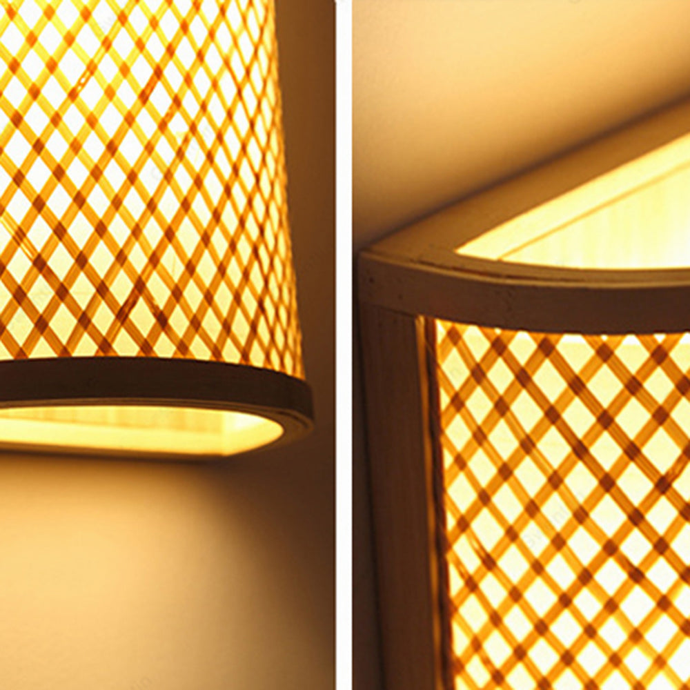 Wall Mounted Rattan Led Bedside Lamp For Bedroom