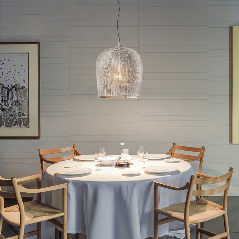 Warm Glow Rattan Bird Cage Pendant Light